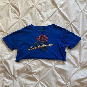 Blue graphic crop top